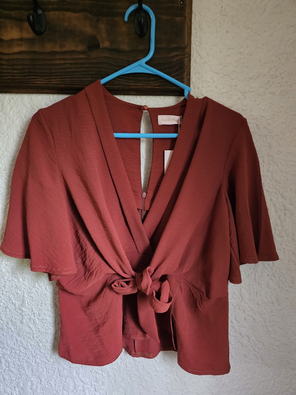 Rust Red Tie-Front Blouse